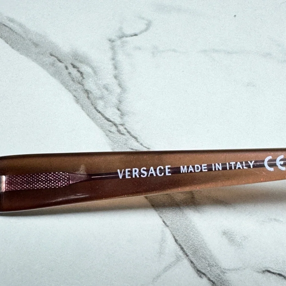 Versace 1090-B Brown Glitter Rhinestone Semi Rimless Eyeglass Frames 50-18-130